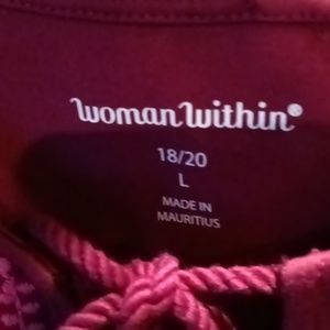 FINAL PRICE NWOT Woman Within burgundy blouse w floral embroidery Sz L 18/20